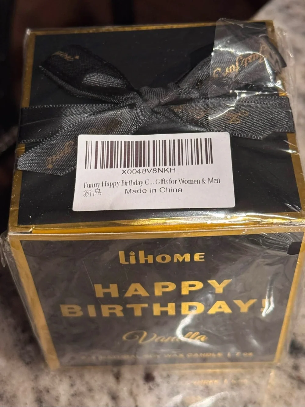 iHome Black & Gold Happy Birthday Vanilla Scented Candle